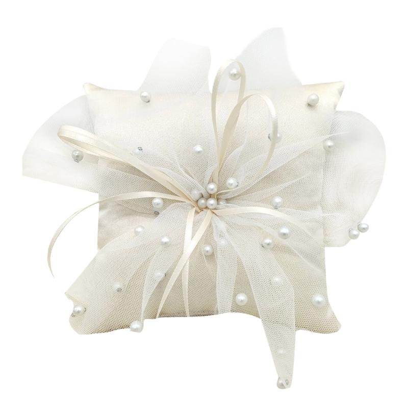 Ring Bearer Pillow - Pérolas artesanais 31BB Coscões Branco Rings