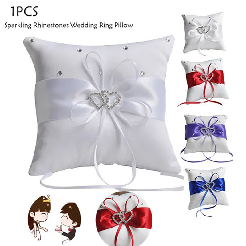 Ring Bearer Pillow - 1 pçs 10*10cm strass brilhantes anel