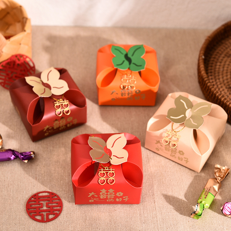 Wedding Favor Box - 50pcs Caixa de Presente Laranja Portátil