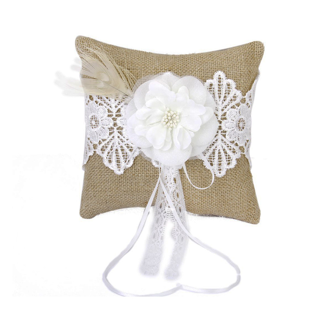 Almofada de Juta para Alianças - Ring Bearer Pillow avaliação e preço