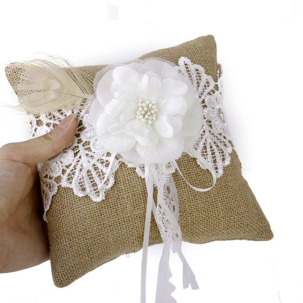 Almofada de Juta para Alianças - Ring Bearer Pillow avaliação e preço