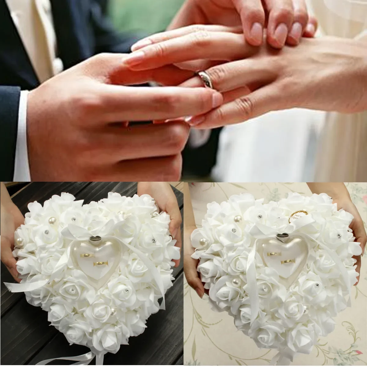 Branco anel portador travessei - Ring Bearer Pillow avaliação e preço