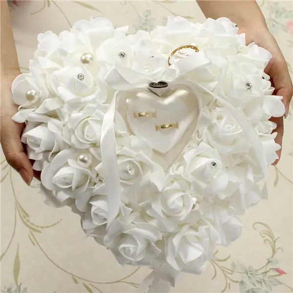 Branco anel portador travessei - Ring Bearer Pillow avaliação e preço
