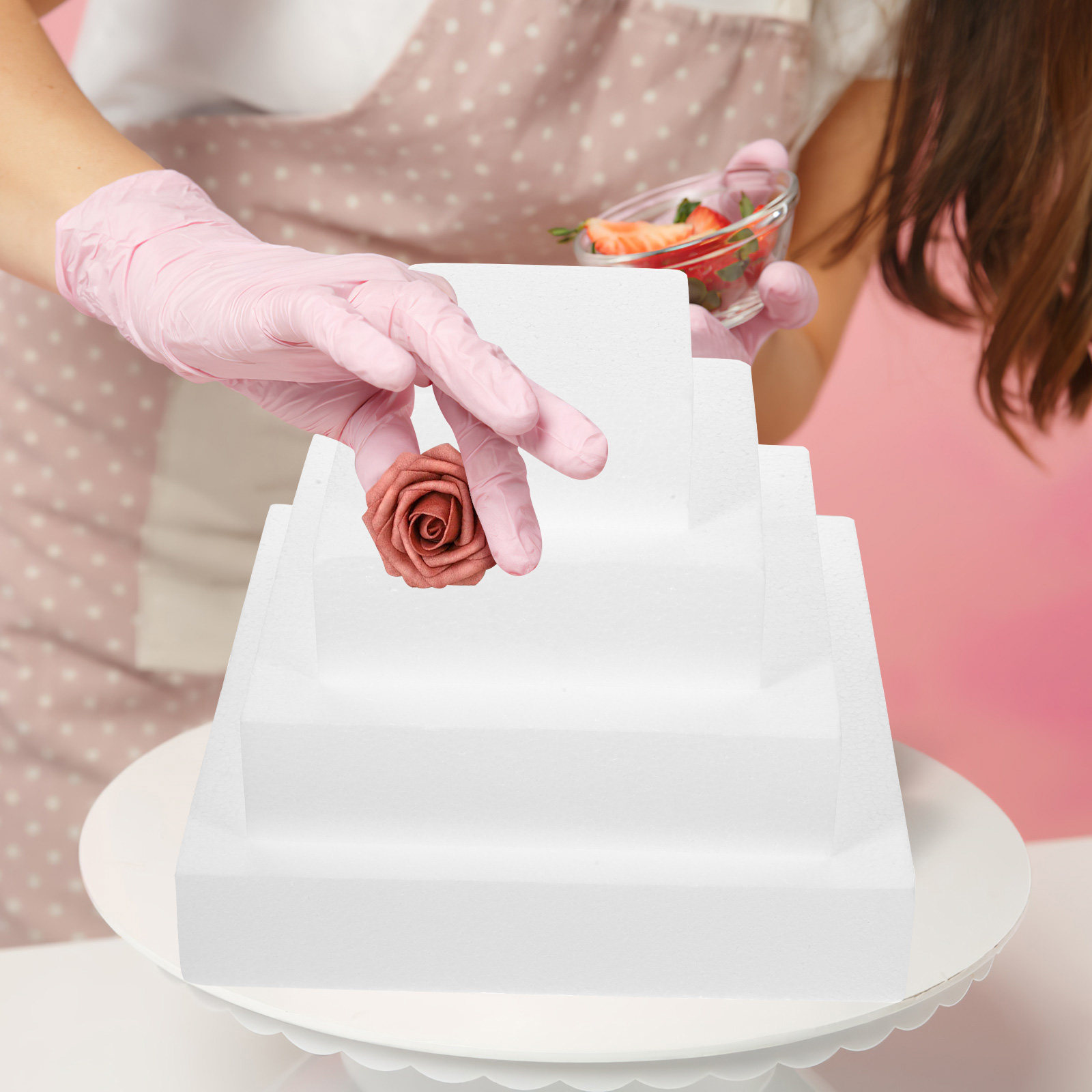 4 Peças de Bolo Falso Branco p - Wedding Cake Supply avaliação e preço